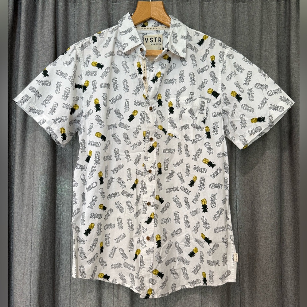 VSTR White and Yellow Casual Button Down Shirt